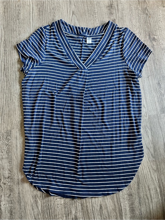 Old Navy Tops - Old Navy Navy and White Striped V-Neck Short Sleeve Top